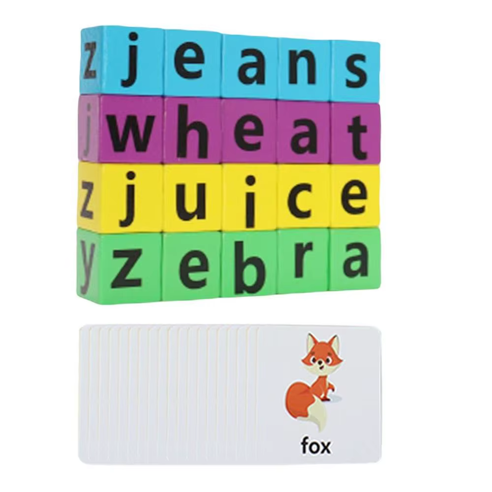 Jeu d'orthographe de mots, jeu d'association, apprentissage des lettres, cartes de mots anglais, jeu d'orthographe de l'alphabet, jeu de puzzle, blocs d'orthographe de lettres