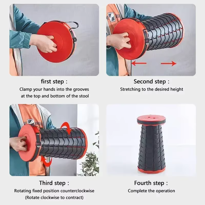 Tabouret télescopique pliable, tabouret rétractable portable pour adultes, sièges pliants améliorés avec capacité de charge pour adultes