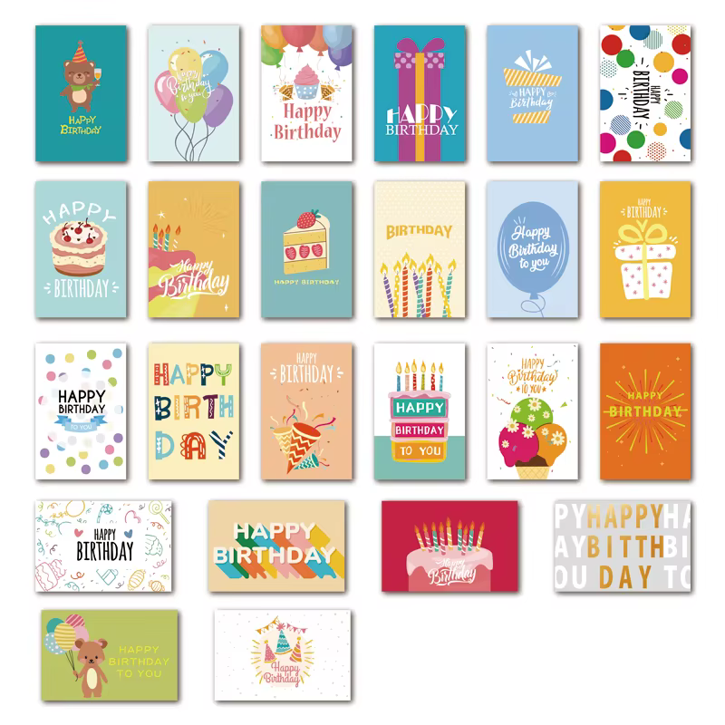 24 pièces carte de voeux joyeux anniversaire avec enveloppe cartes d'invitation de fête d'anniversaire enfants bricolage cartes manuscrites ensemble de cartes de Message