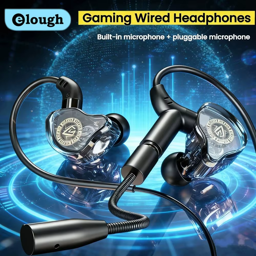 Casque de jeu Elough, écouteurs filaires
