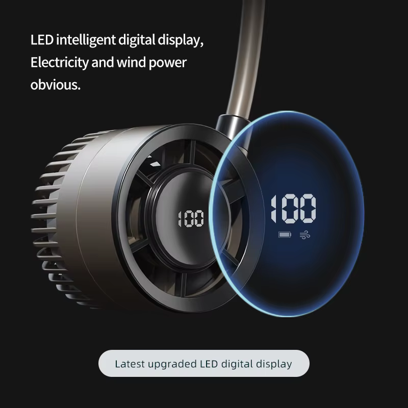 Ventilateur de cou portable Lenovo 100 vitesses, sans pales, avec écran LED, rechargeable par USB, pour les sports de plein air et les voyages