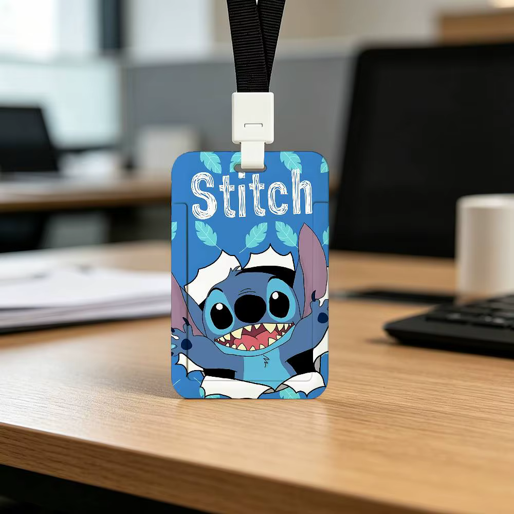 Porte-badge imprimé S-Stitch mignon avec cordon détachable, porte-carte d'identité d'employé professionnel