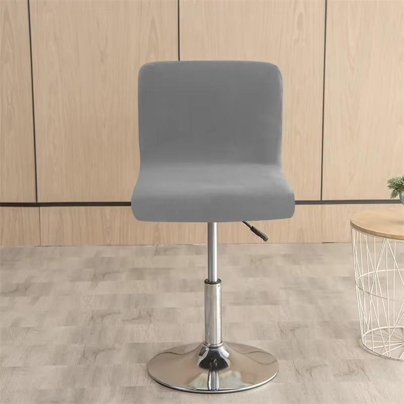 Housse de chaise de tabouret de Bar en velours épais, couleur unie, housses de chaise rotatives en peluche, en Spandex extensible, à dossier bas, pour siège de salle à manger, bleu