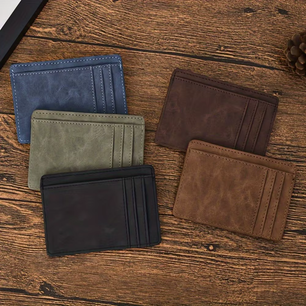 Porte-cartes en cuir pour hommes et femmes, Mini portefeuille court Ultra-fin, fente multi-cartes, Design Simple, porte-monnaie universel en PU
