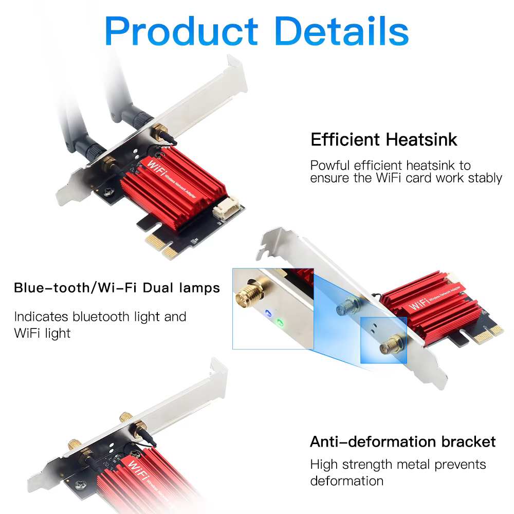 Adaptateur sans fil WiFi 5 AC1200 PCI-E