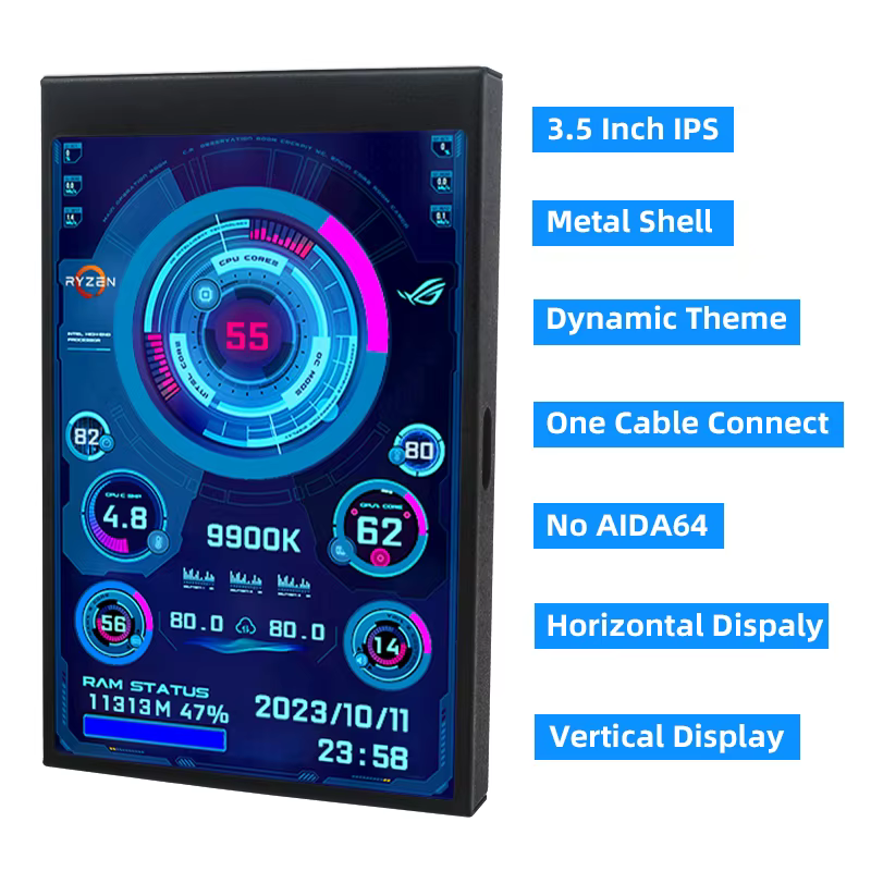 Écran secondaire de type C de 3.5 pouces pour ordinateur CPU RAM GPU HDD moniteur 320*480 IPS LCD ISB affichage logiciel TURZX NO AIDA64