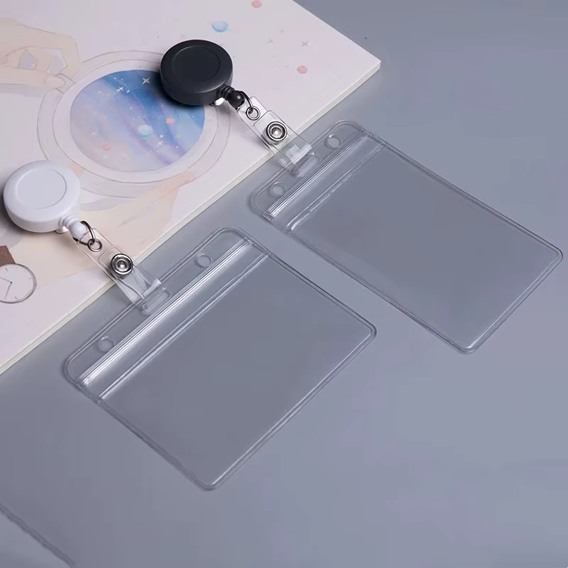 Étui pour cartes de crédit et Bus, 1 pièce, porte-Badge rétractable avec Clip de bobine, étui Transparent pour Pass de Bus