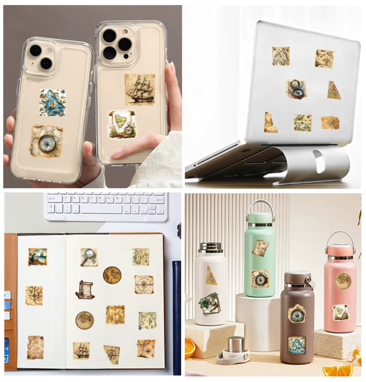 10/25/50pcs rétro carte autocollants vieille temps Style décalcomanies pour bricolage téléphone ordinateur portable cahier Scrapbooking casque voiture étanche