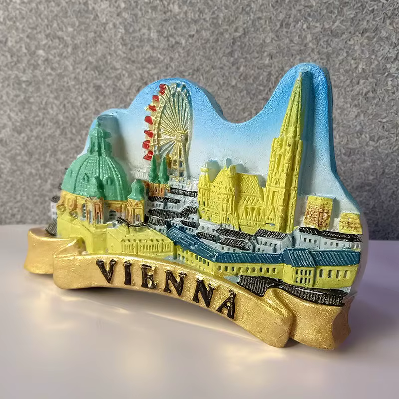 Aimants de réfrigérateur de Vienne pour l'Europe et l'Autriche, autocollants de réfrigérateur, souvenirs de tourisme de ville, décoration 3D faite à la main, cadeaux de collection