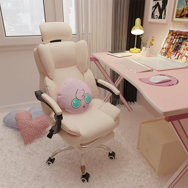 Chaise de Jeu Ergonomique Rose pour Chambre à Coucher