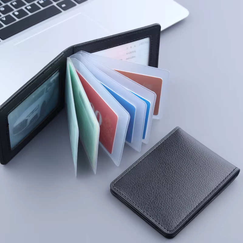 Portefeuille en cuir PU pour documents de conduite de voiture, 1, 2, 3, 4 emplacements pour cartes, planificateur de conducteur, support sur la couverture, carte d'identité professionnelle, passeport,
