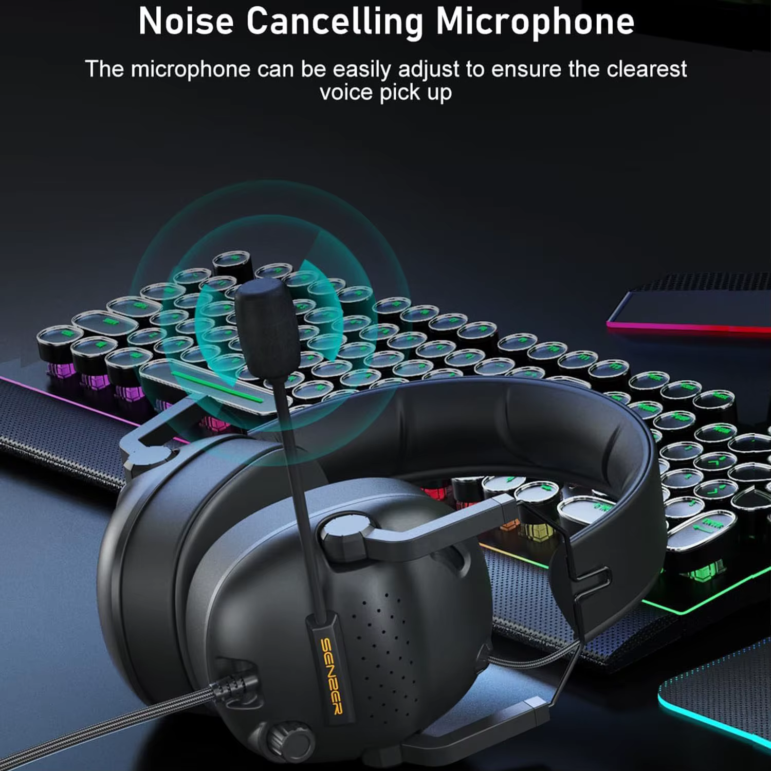 Casque de jeu filaire avec microphone pour PC