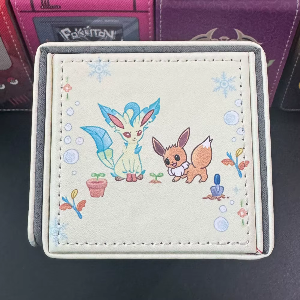 Boîte de rangement pour cartes Pokémon PTCG DIY, boîte de rangement pour cartes Eevee Sylveon PTCG, boîte de rangement pour cartes Eeveelution, boîte de rangement pour cartes en cuir haut de gamme, ca