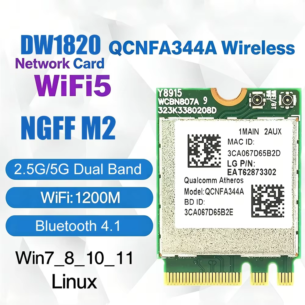 KEBIDUMEI – carte réseau sans fil double bande 9560NGW AC Cnvio 1733M BT 5.0 QCNFA344A