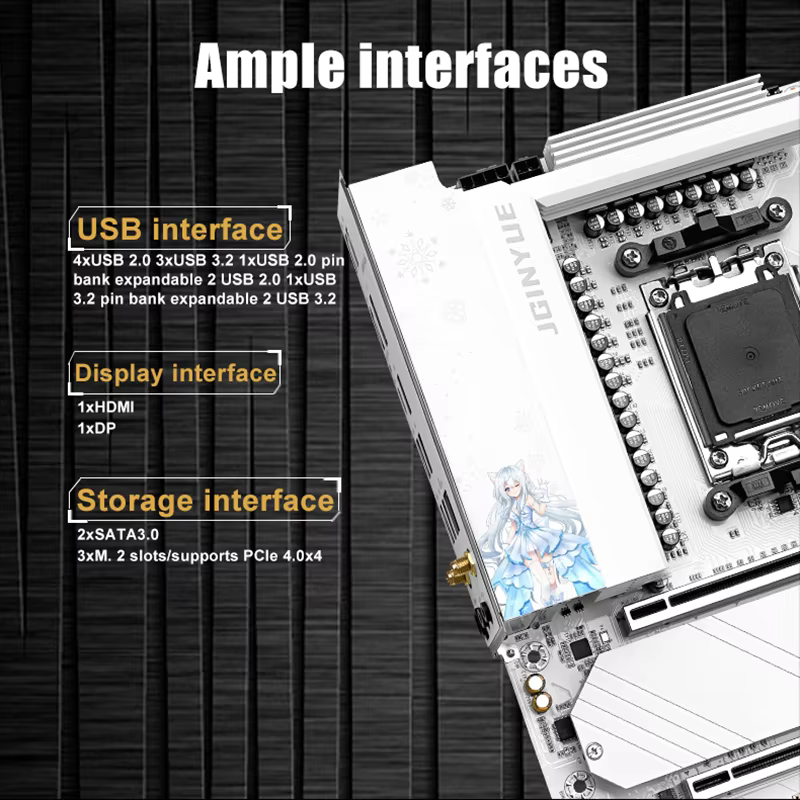 JGINYUE B650M neige rêve WIFI 6E carte mère DDR5 AM5 ordinateur de bureau de jeu