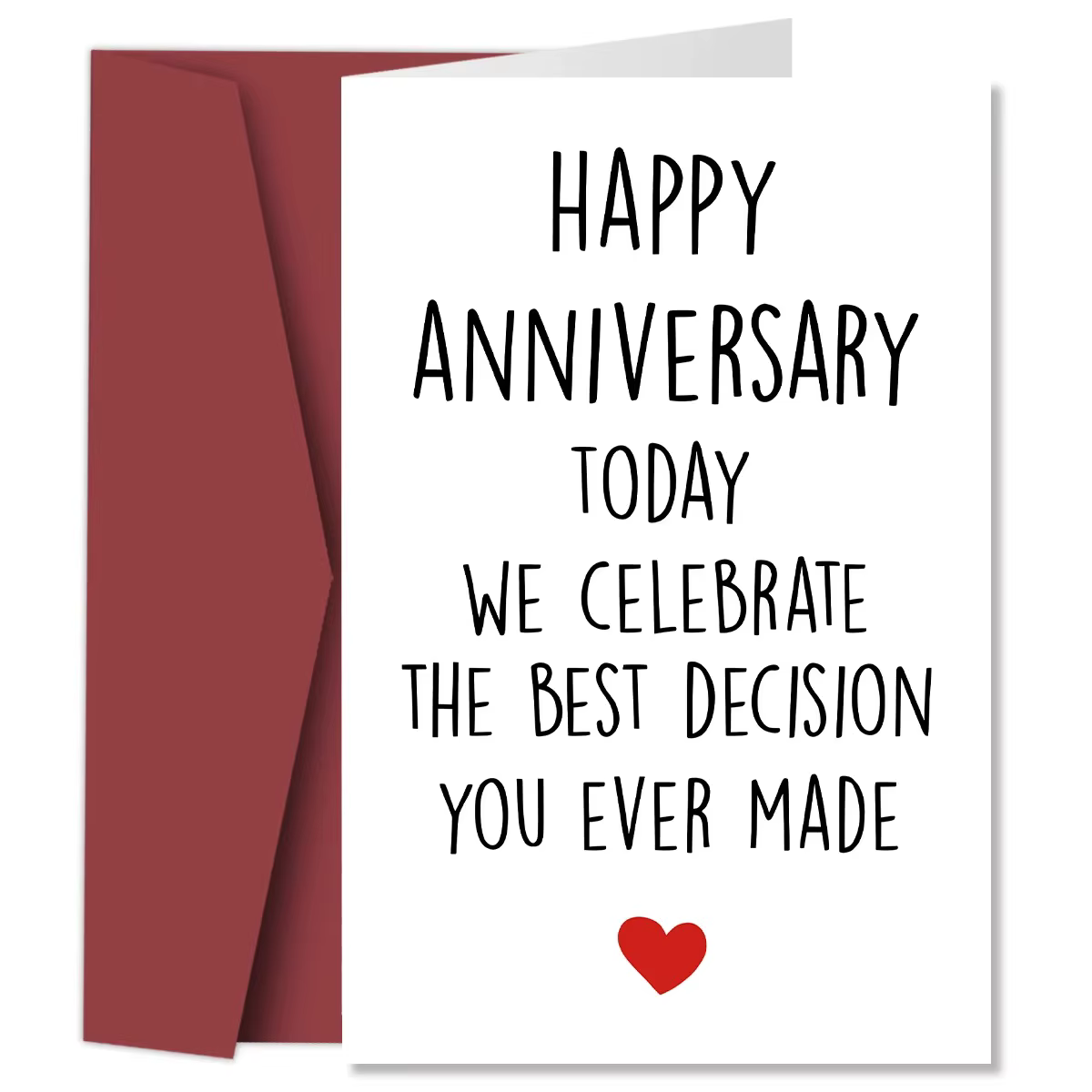 Carte d'anniversaire amusante, aujourd'hui, nous célébrons la meilleure décision que vous ayez jamais prise. Carte de vœux amusante pour mari et femme.