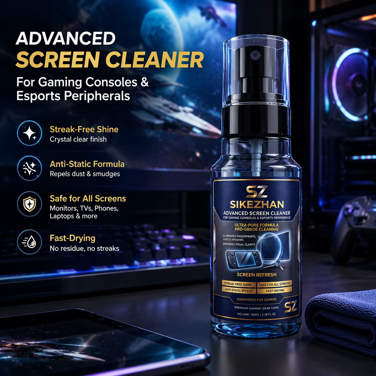 Kit de nettoyage d'écran avancé SIKEZHAN pour consoles de jeu - Nettoyant
