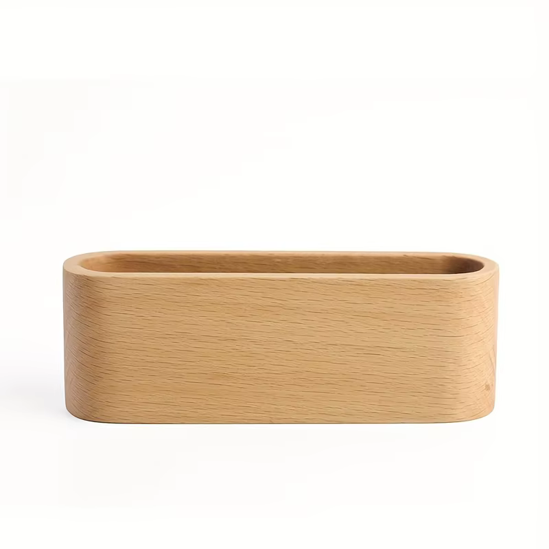 Porte-cartes de visite de luxe en bois de hêtre, organisateur de bureau exécutif, présentoir de cartes en bois de grande capacité, plateau de bureau minimaliste
