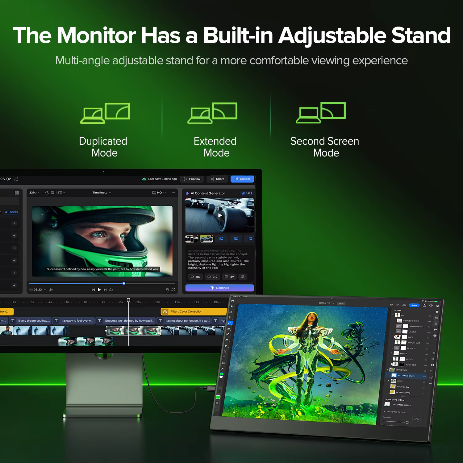 UPERFECT 15.6'' 1920*1080 60Hz moniteur portable 16:9 écran IPS avec Type-C Mini HDMI deuxième affichage arrière