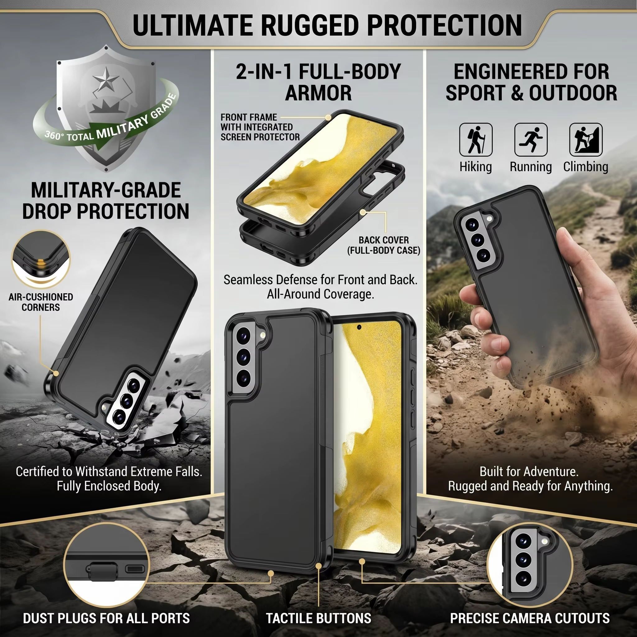 Étui de téléphone portable antidérapant pour Samsung Galaxy A57 S26 Ultra S25 FE A17 A56 A55 A36 5G A16 A15 A14 A54 S23 S25 S22 S24 Plus