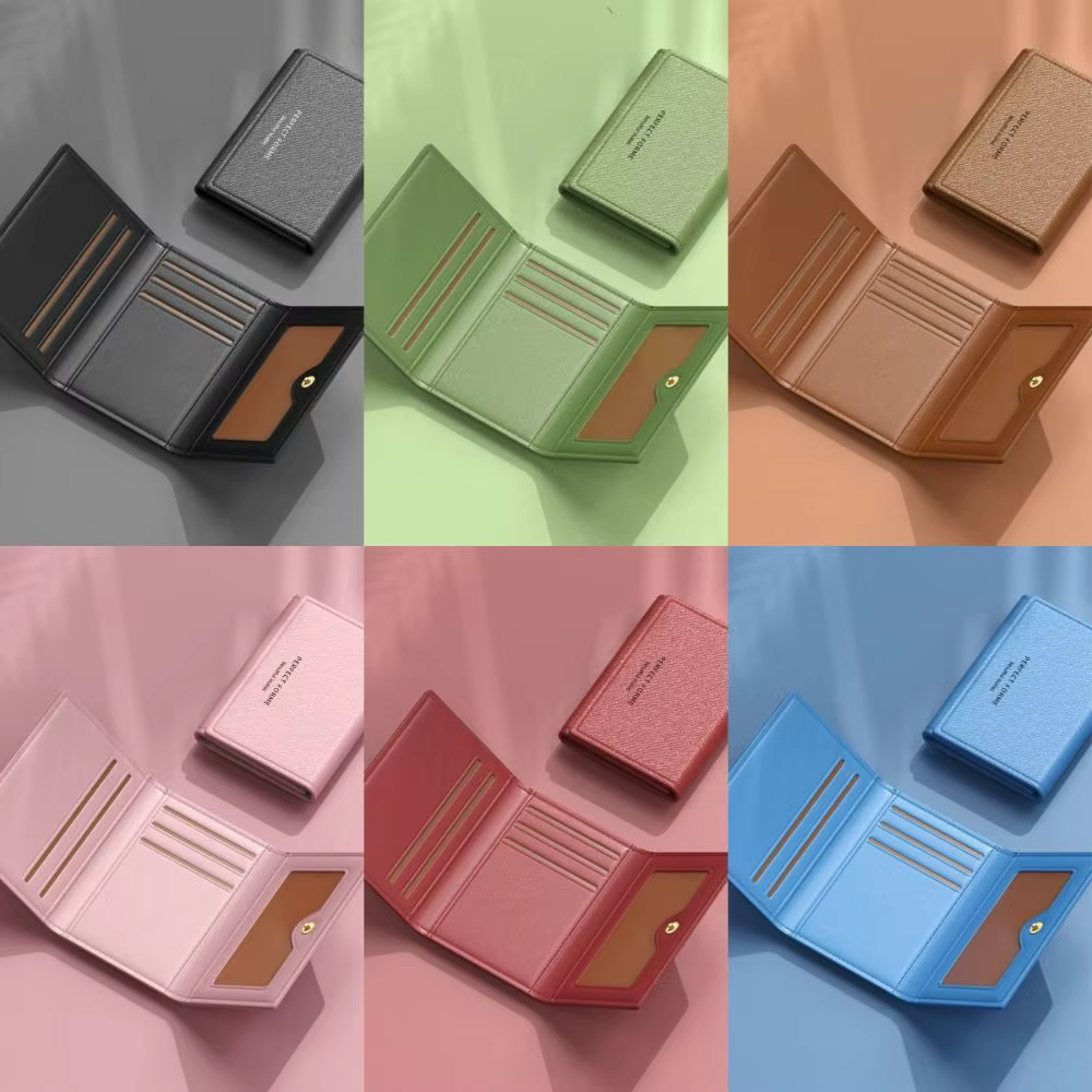 Portefeuilles de luxe en cuir pour hommes, portefeuilles multifonctionnels de grande capacité, porte-cartes de couleur unie, porte-cartes multi-cartes, porte-photos pour femmes