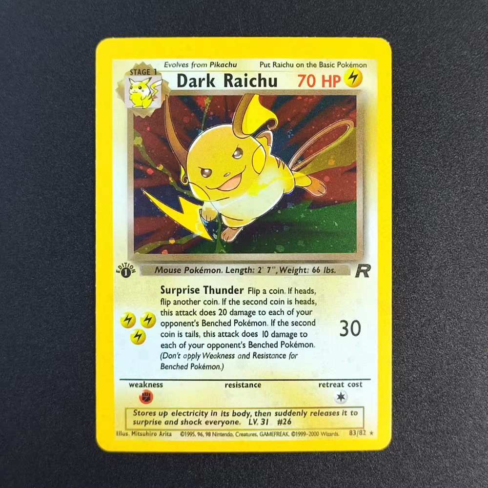 DIY PKM Card Base Team Rocket 1st Edition Dark Charizard Blastoise Dragonite Raichu Holo English TCG Game Collection Card