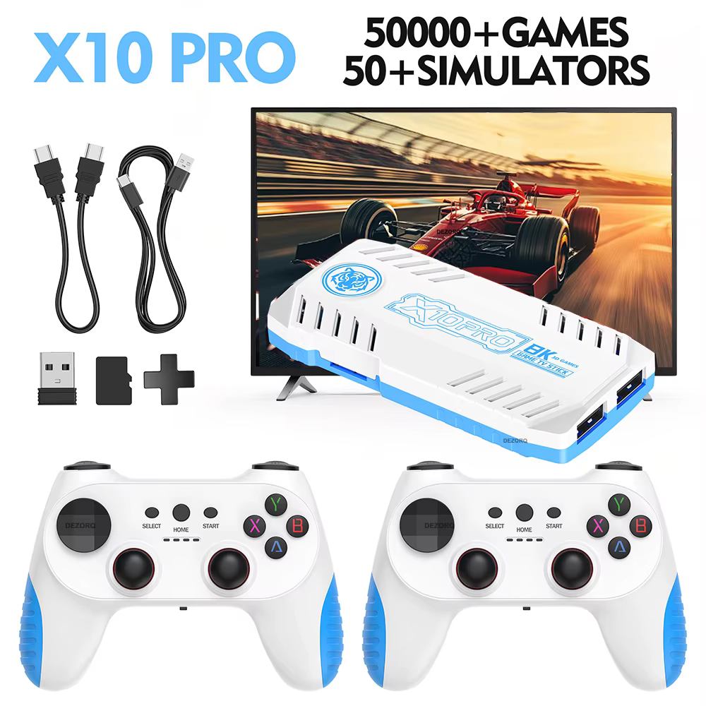 Nouvelle Console de jeu TV 128G intégrée 50000 jeux rétro 50 émulateurs vidéo Consola double manette de jeu sans fil X10 Pro bâton de jeu 4K
