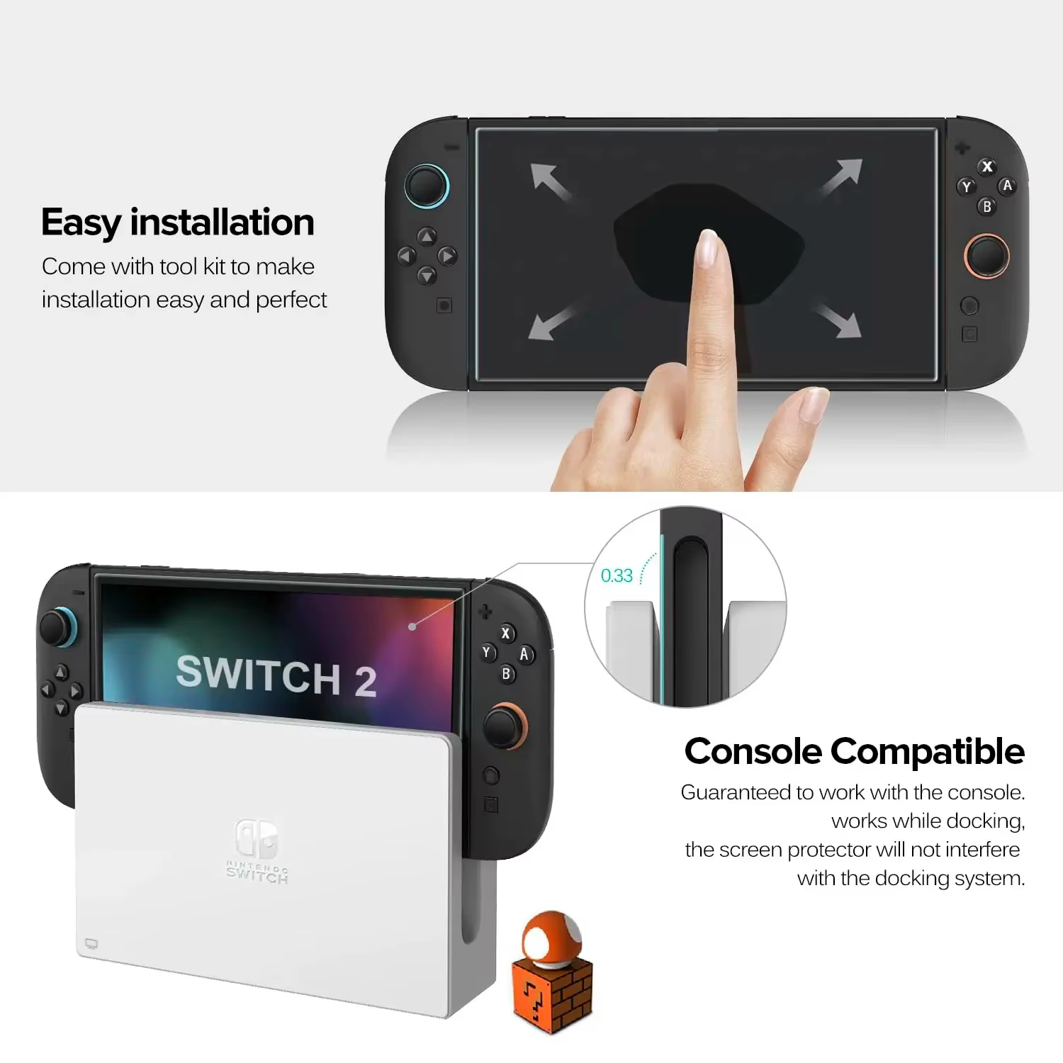 Protecteur d'écran en verre trempé HD NS2 pour Switch 2