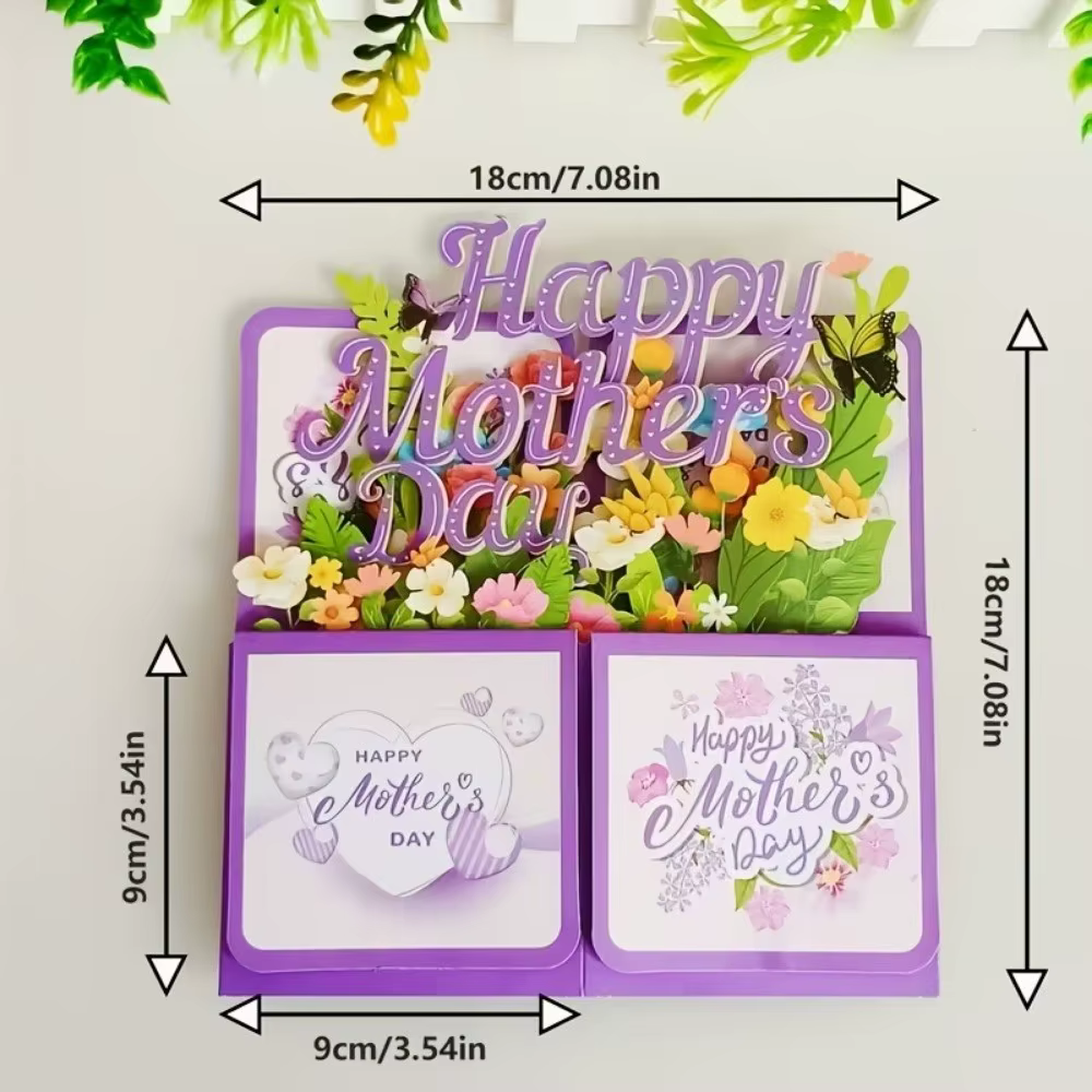 Carte de vœux 3D pour la fête des mères, motif fleur et papillon, carte créative pour maman, meilleurs vœux, cadeaux, carte pop-up fleurie, décoration de fête