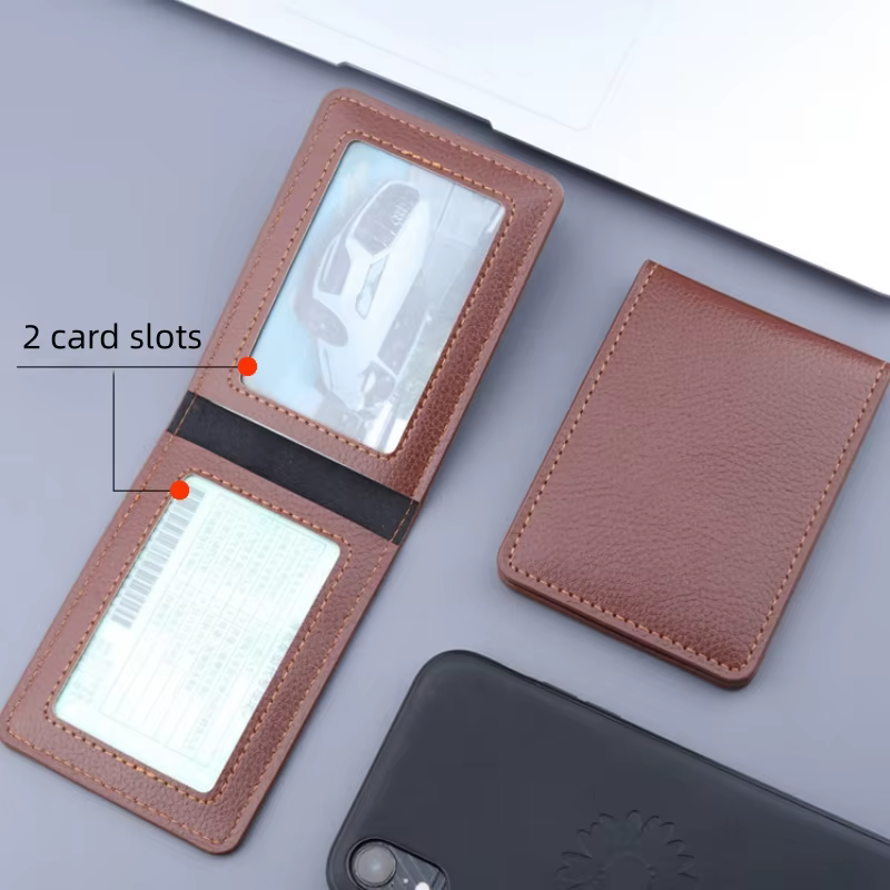 Portefeuille en cuir PU pour documents de conduite de voiture, 1, 2, 3, 4 emplacements pour cartes, planificateur de conducteur, support sur la couverture, carte d'identité professionnelle, passeport,