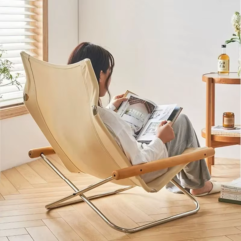 Japonais Simple toile canapé Chaise Longue japonais balcon ménage paresseux loisirs de plein air Chaise de plage Chaise pliante