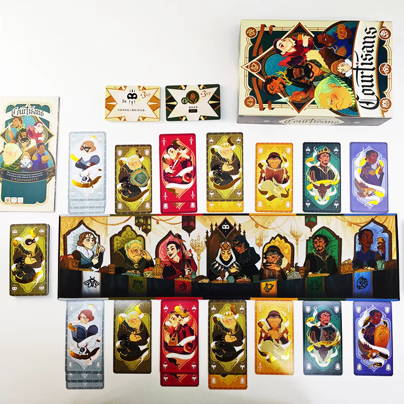 Jeu de cartes de société Courtisans pour 2 à 5 joueurs, jeu de stratégie sociale avec rôles cachés, pour soirées en famille et divertissement interactif
