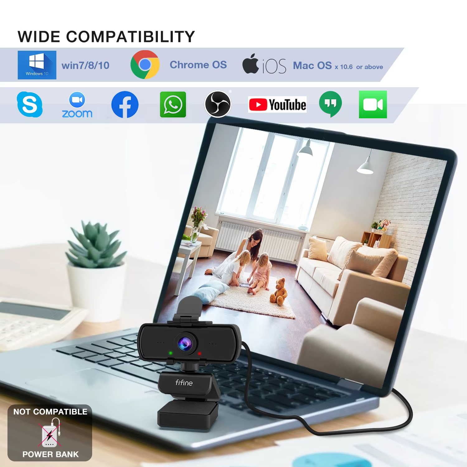 Webcam PC Full HD FIFINE 1440p avec Microphone