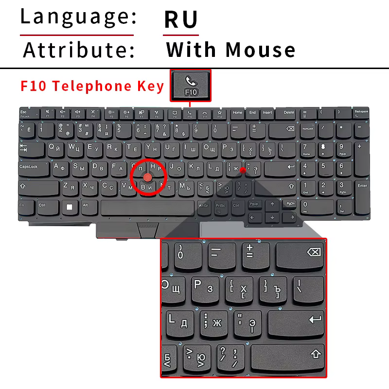 Clavier d'ordinateur portable US/RU pour LENOVO ThinkPad E15 R15 GEN2/E15 Gen 2 Gen 3 Gen 4/ E15 2ème génération 2/E15