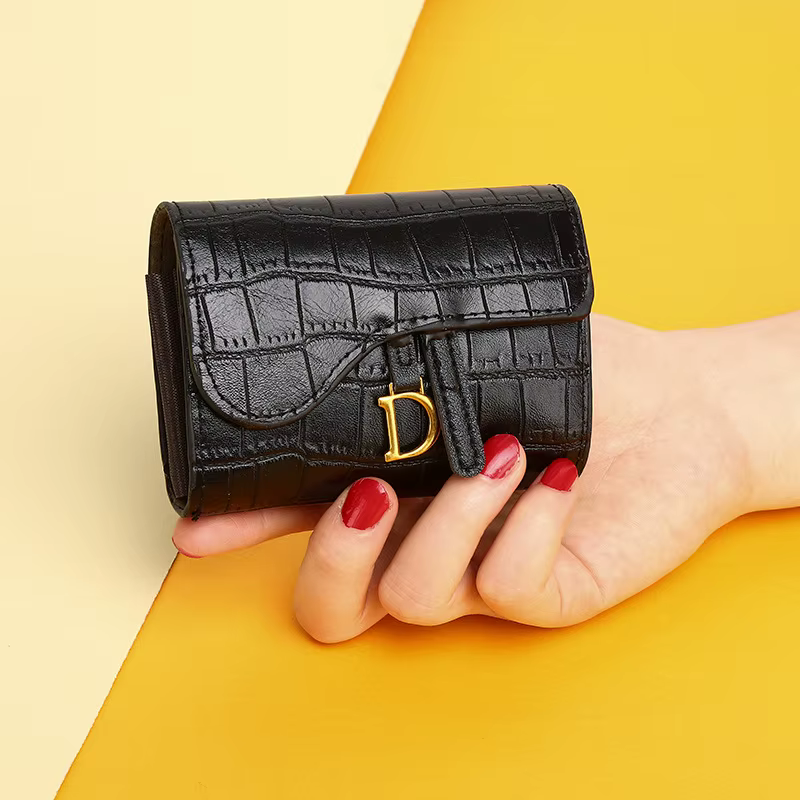 Porte-cartes de luxe pour femme, mini portefeuille court en PU avec lettres, porte-cartes multi-cartes, petite pochette multifonctionnelle
